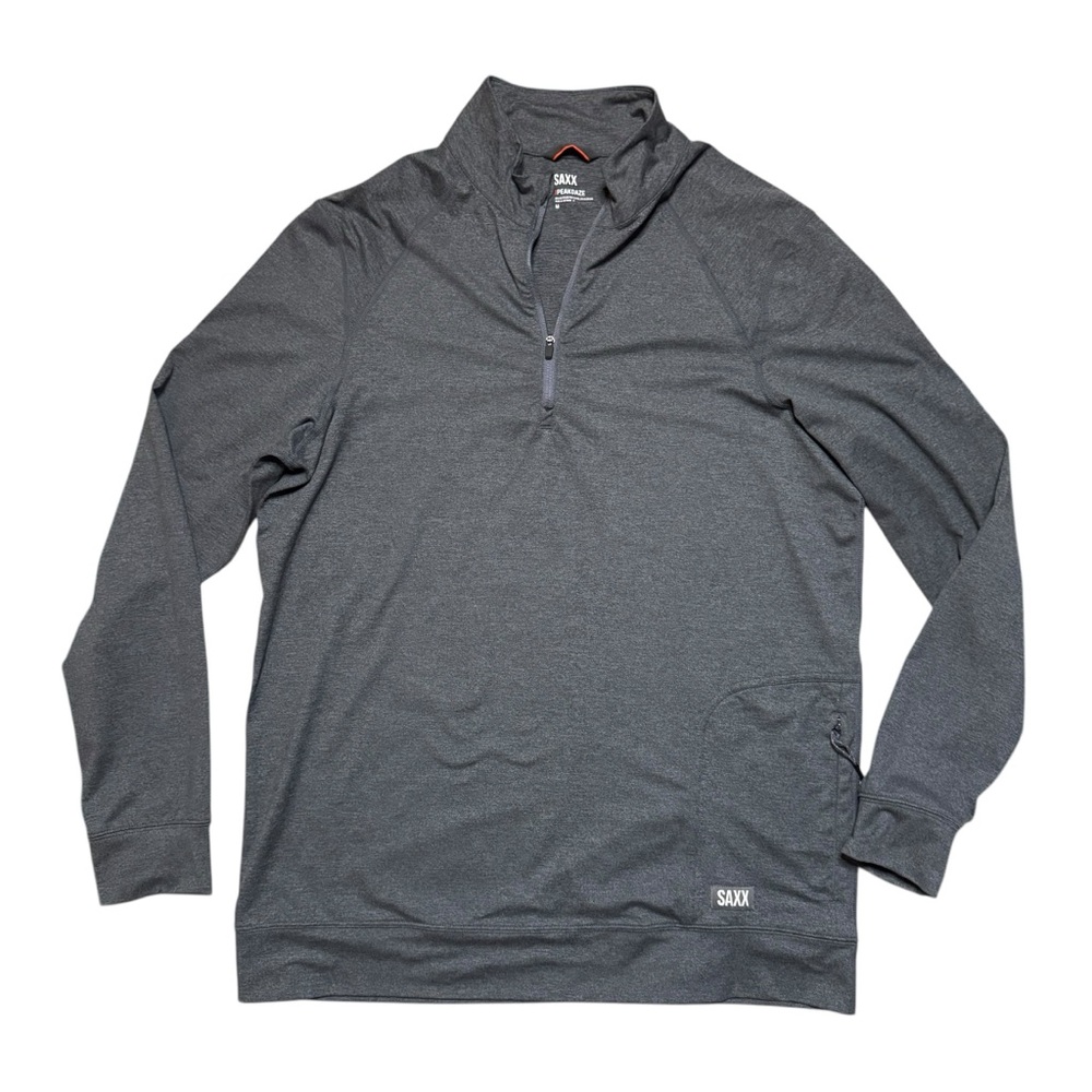 Saxx Men's PeakDaze Half Zip Heather Gray Performance Soft Knit Size M